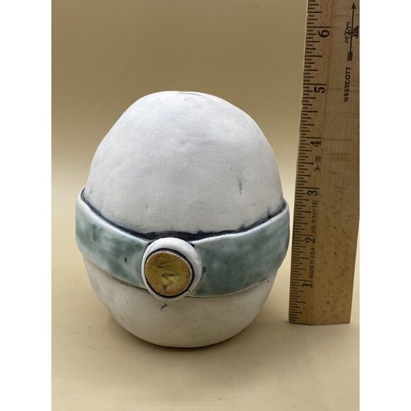 Ed & Kate Coleman Studio Pottery 5” Bud Vase Whimsical Belted Egg Abstract - Picture 10 of 11